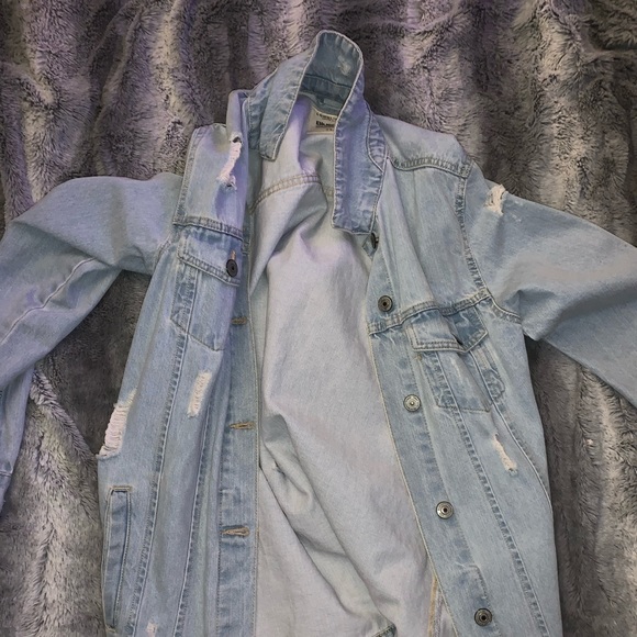 Women’s long ripped jean jacket, BLUENOTES - Picture 1 of 2